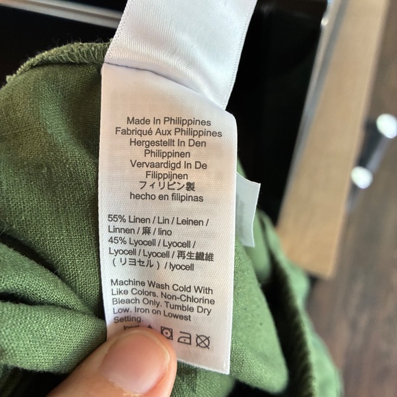 J.Crew Army Green Linen-Blend Pants Small | Effortless Coastal Chic Summer - Picture 3 of 4